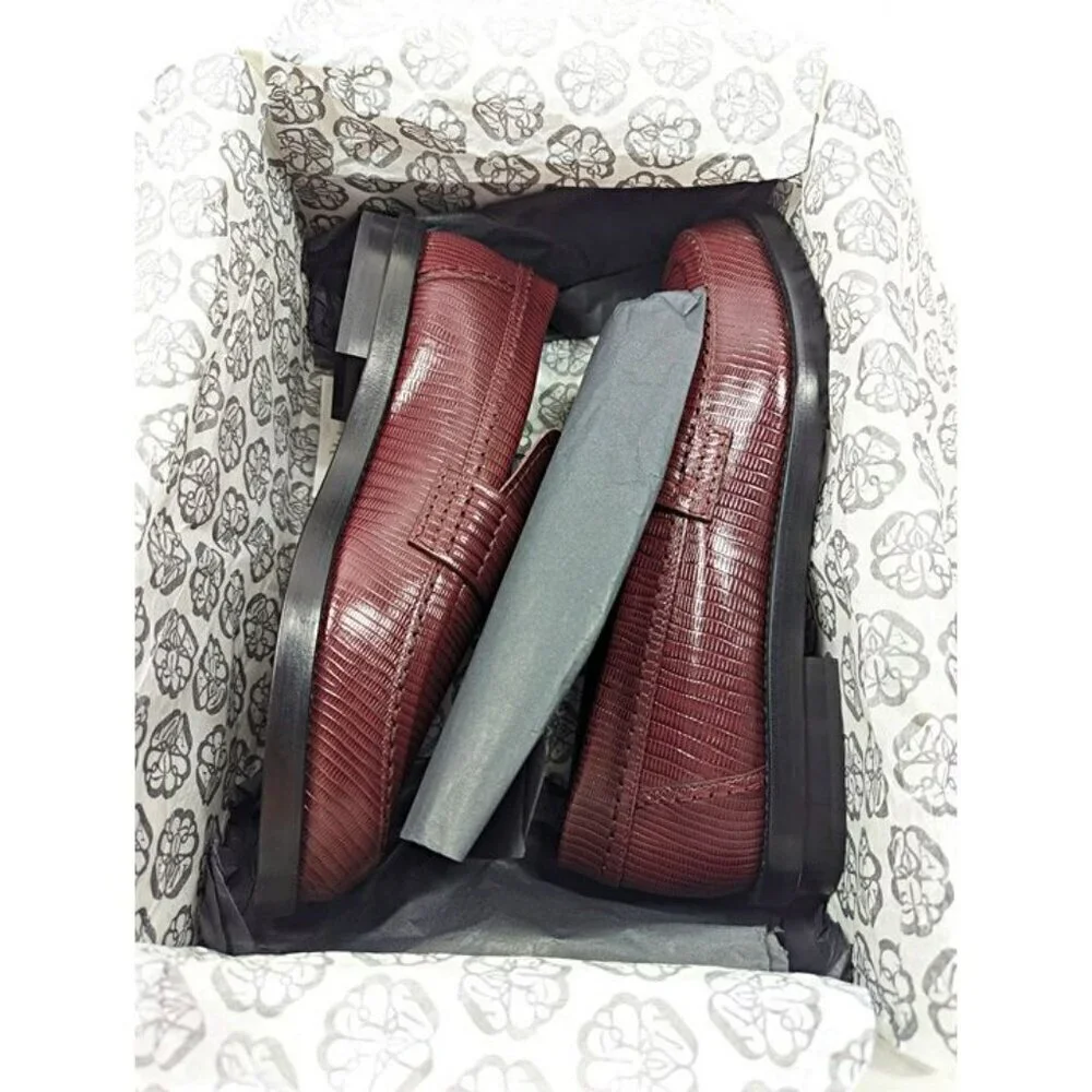 Alexander McQueen Men’s Jupiter Leather Moccasins Burgundy Size 45 (MSRP $990)
